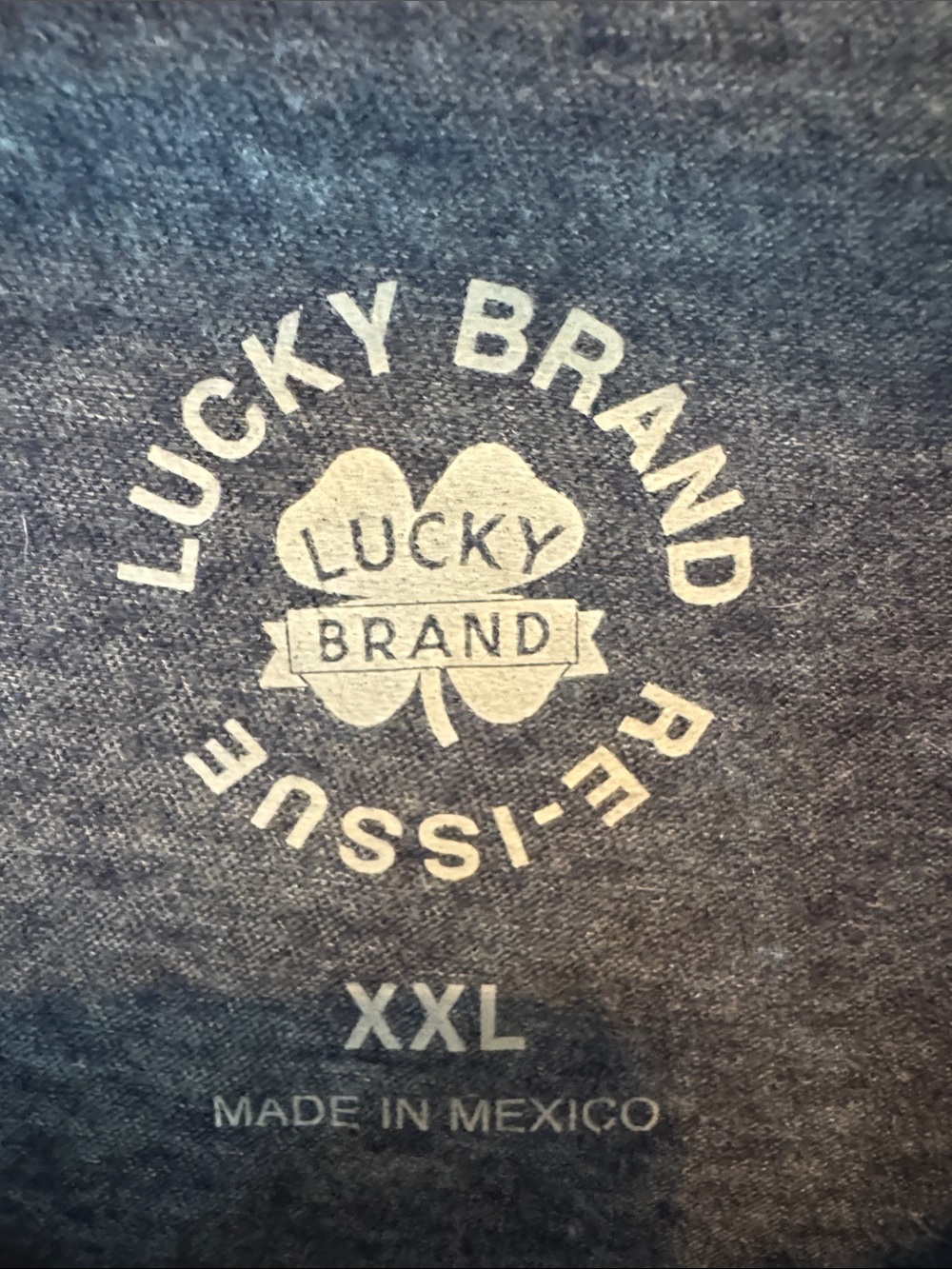 Lucky Brand Heather Navy V-Neck Tee with White Logo - Picture 2 of 4